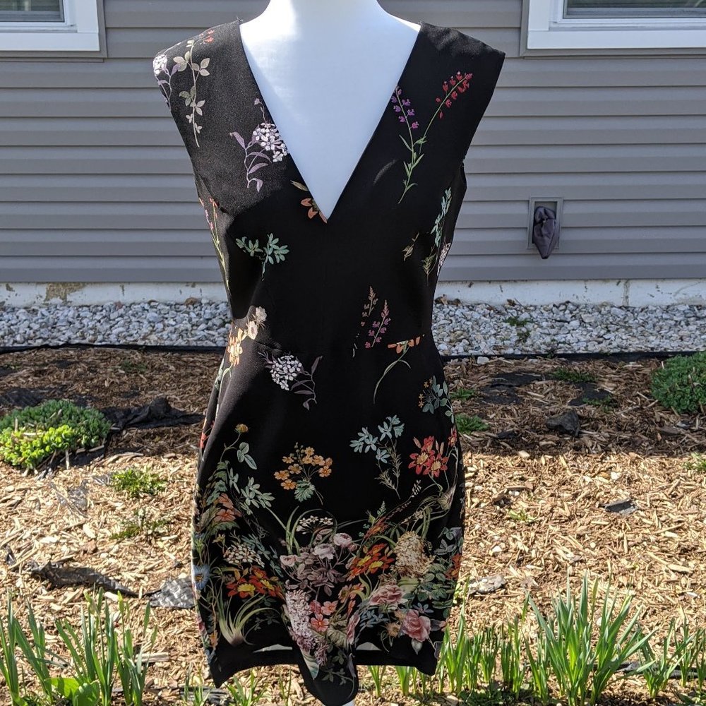 Botanical Deep V Knee Length Dress